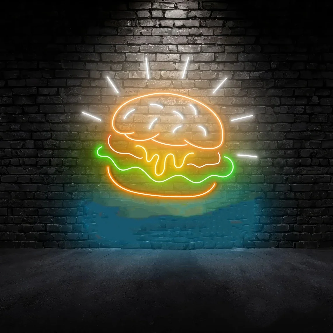 

Burger Neon Sign Hamburger Wall Sign Food Neon Sign Fast Food Store Wall Sign Decor Restaurant Decor Wall