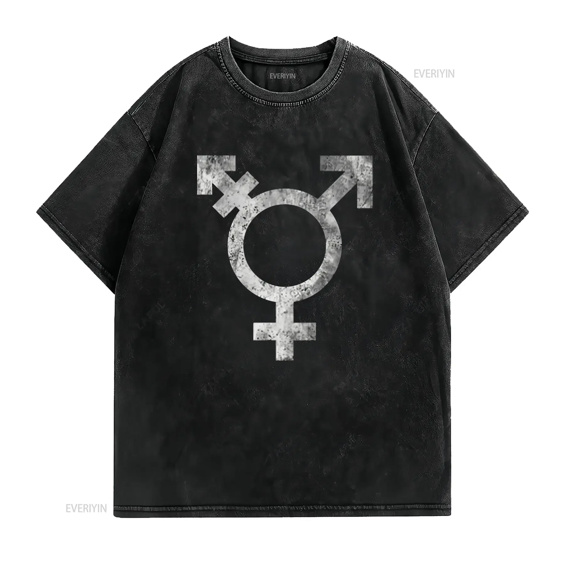 TRANSGENDER SYMBOL T SHIRT Trans Gender Bigender genderqueer rights transsexual vintage Washed Top For Everyday Wear homme