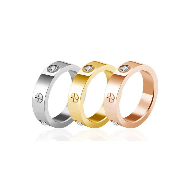 Klassische Design Edlen Schmuck Titan Stahl Zirkon Luxus Ringe für Frau Glanz Urlaub Partei Täglichen Geschenke Einfache Ring