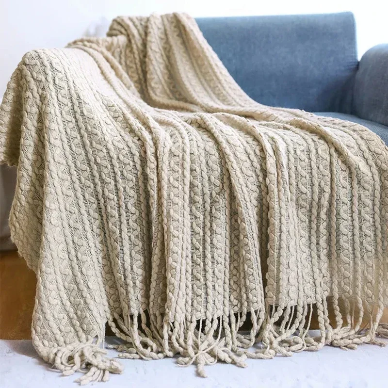 Nordic Knit Plaid Blanket Super Soft Bohemia Blanket For Bed Sofa Cover Bedspread Plaid On The Sofa Decor Blankets With Tassel