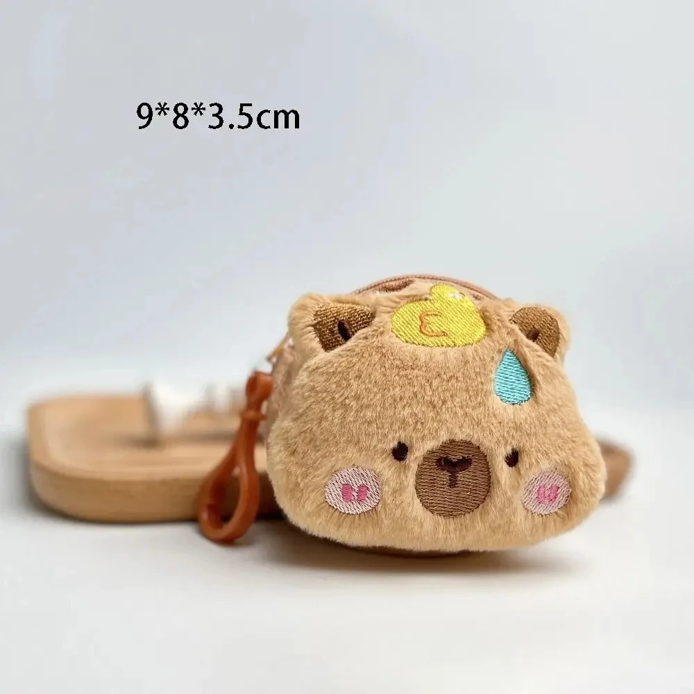 สร้างสรรค์ capybara Kawaii กระเป๋าเงินกำมะหยี่ใส่เหรียญขนาดเล็กอะนิเมะการ์ตูนน่ารักกระเป๋ากลมจี้กระเป๋าเก็บหูฟังแฟชั่นตลก