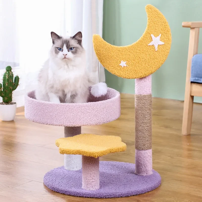 

Cat Tower Four-layer Cat Climbing Frame Cats Tree House Jumping Tree Sisal Scratcher for Cats Scratching Post Kitten Scratch Toy