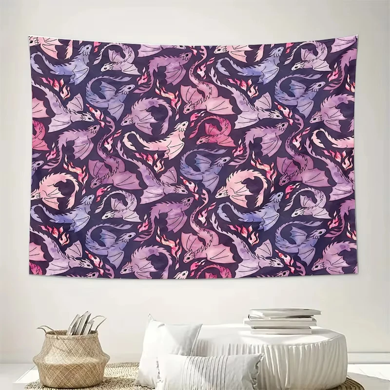 Fantasy Dragon Tapestry Wall Hanging - Gothic Anime Decor Mystical Forest Mural Aesthetic Witchy Dark Academia Bedroom Decor
