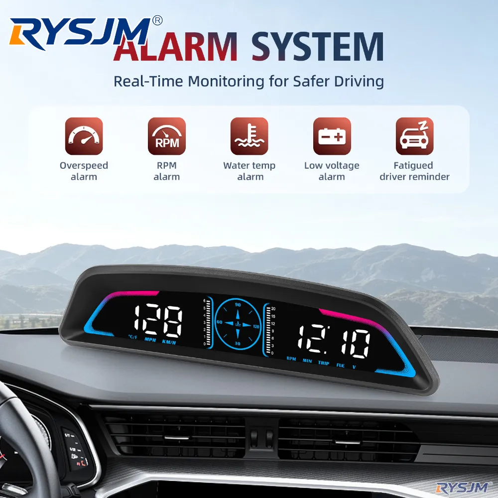 B3 Head Up Display Car OBD2 Gauge Multifunctional Display Digital Speedometer RPM Water Temp Volt Drive Reminder Alarm