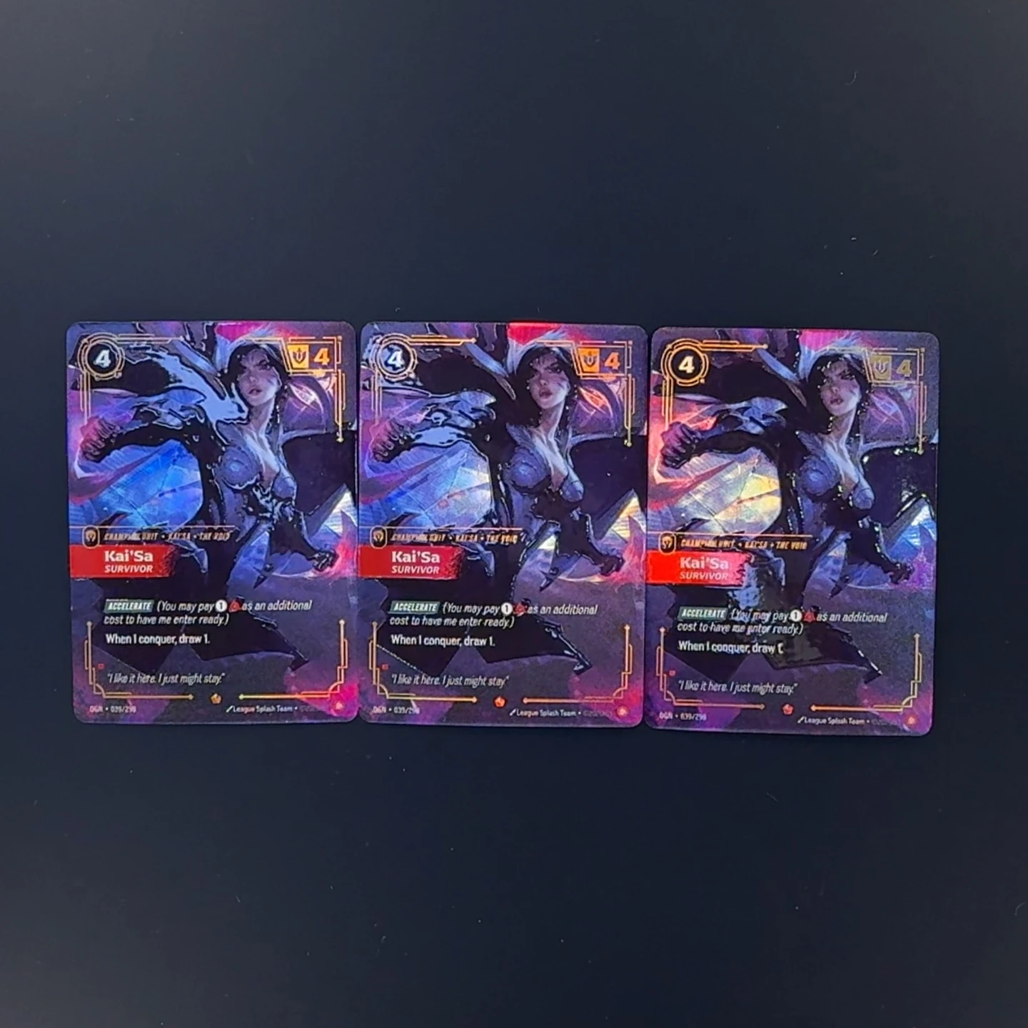 

Коллекционная карта чемпиона League of Legends Riftbound: Кай'Са, карта выжившего OGN-039, текстурированная фольгированная карта, аниме-карточка