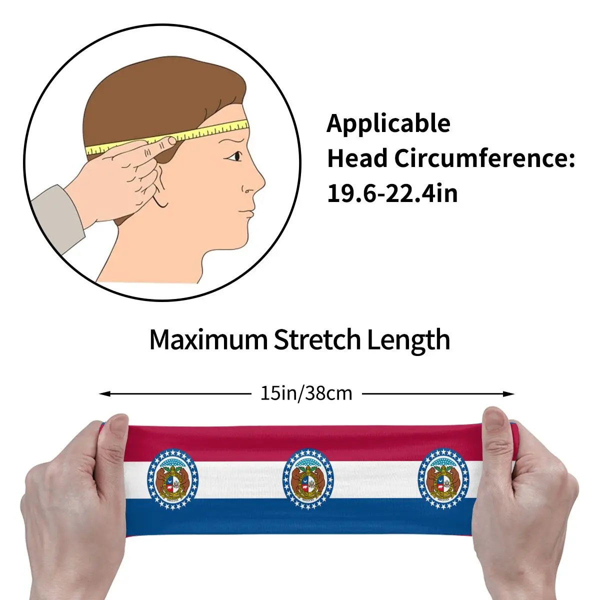 Sport Zweetband Ademende Hoofdband Zweethaar Hoofdband Vlag Van Missouri Yoga Hoofdband