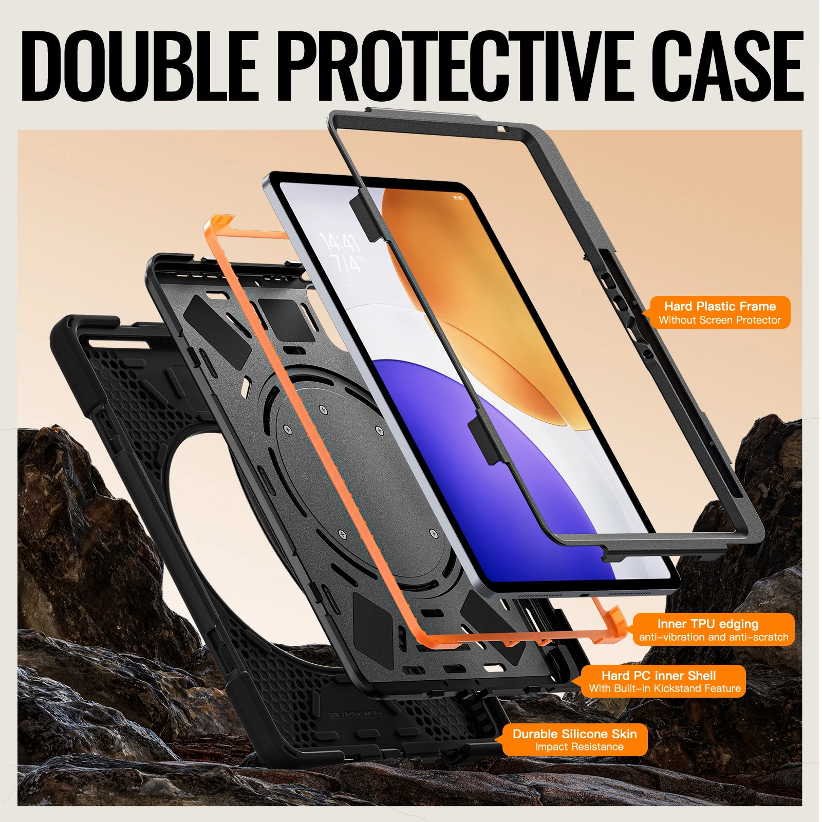 Stand Armor Case Universal For Xiaomi Pad 7S Pro 12.5 2025 6S Pro 12.4 2024 24018RPACG 360 Rotating Handle Grip Heavy Duty Cover