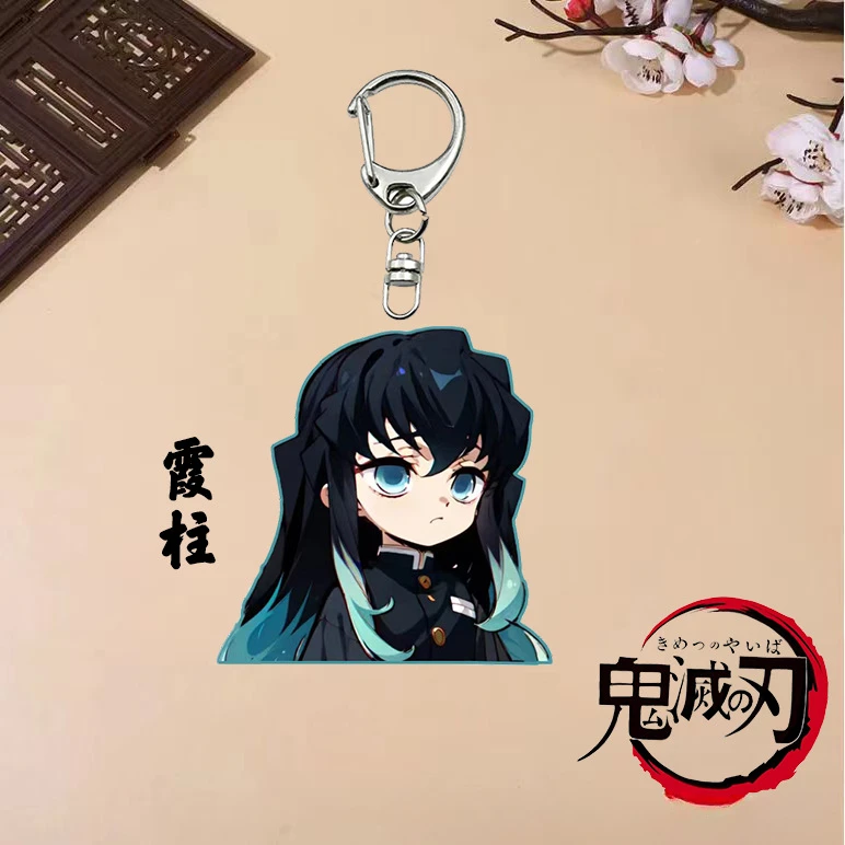 Anime Demon Slayer Keychain Cute Tokitou Muichirou Kanroji Mitsuri Kochou Shinobu Acrylic Key Chain for Fans Figure Pendants