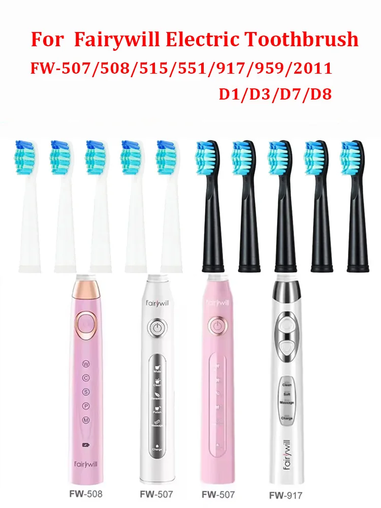 Pour Fairywill brosses interdentaires têtes brosse à dents électrique remplacement têtes de brosse à dents sonique pour FW-507 FW-508 FW-917 FW-959