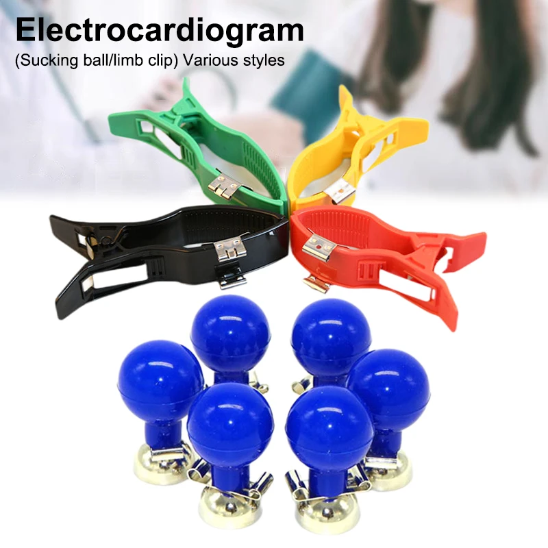 Conjunto completo de eletrodos de ecg, bola de sucção de peito e clipe de membro, eletrodo duplo ou multifuncional para máquina de ecg, uso adulto