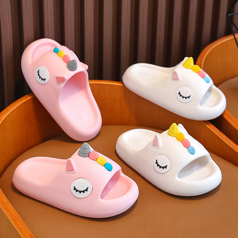 New Summer Beautiful Cute Cartoon Colt Slippers Children\'s Non-Slip Soft Sole Sandals Boys Girls Home Slides For Kids Shoes