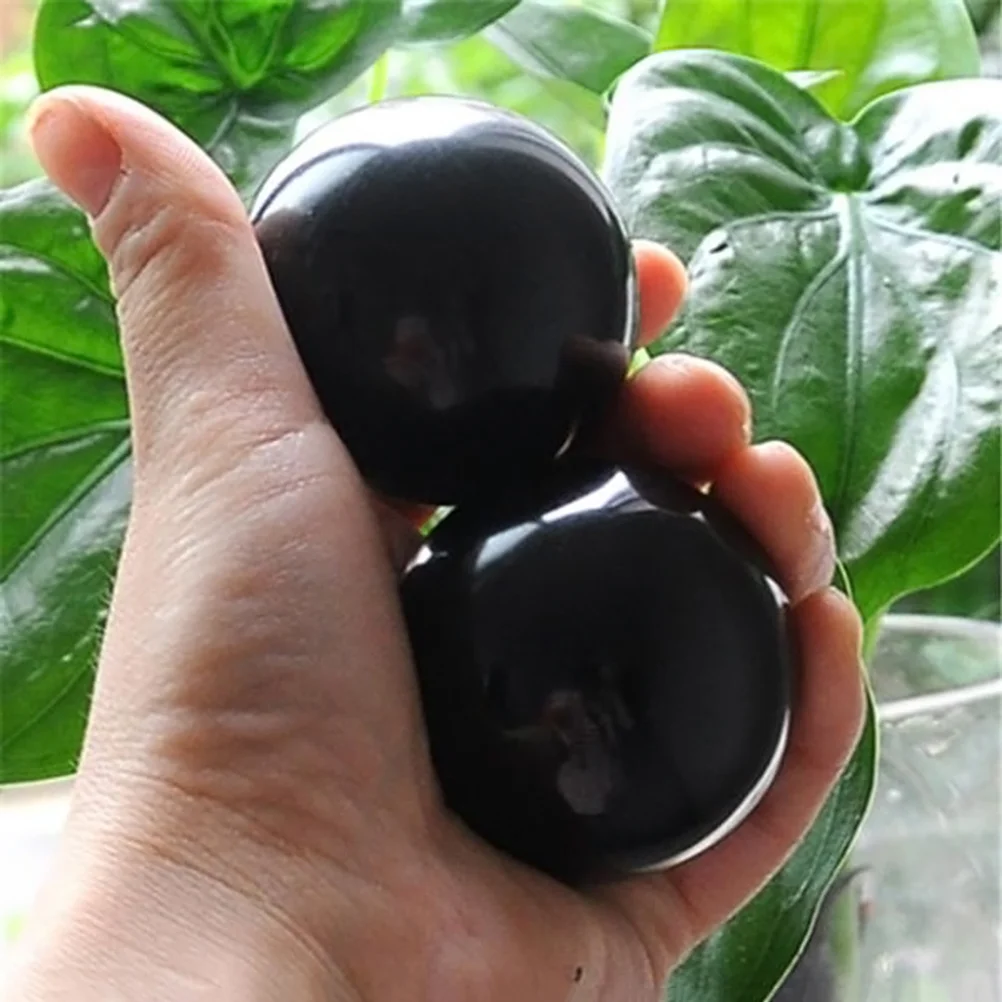 Boules d'obsidienne Baoding noires naturelles, boule de main à gâchette, pierre à main, boules de santé chinoises