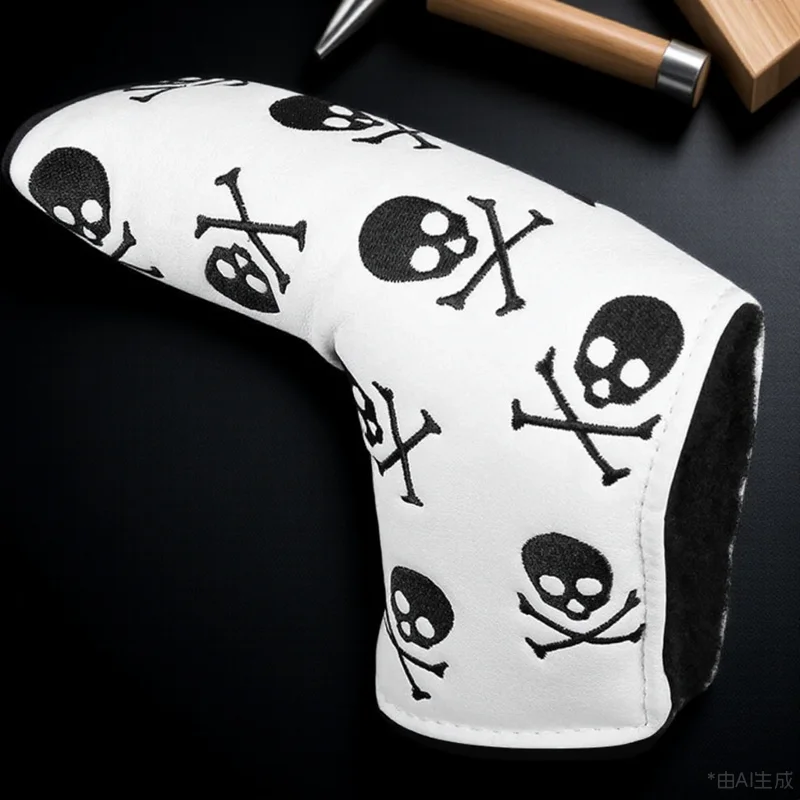 

Golf Putter Cover for Golfs Club Pirate Head Skull Embroidery White Protective Man
