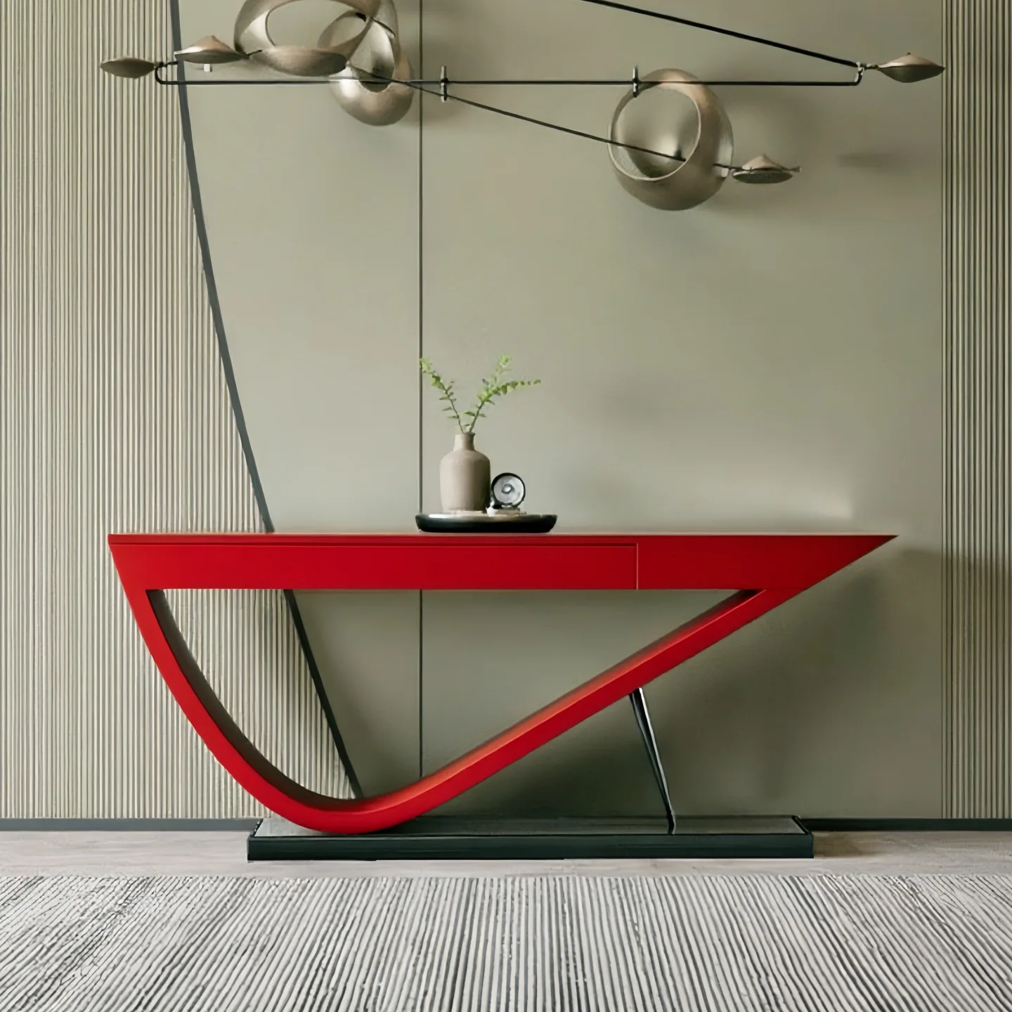 Italian light luxury paint Entrance table Villa hotel Entrance cabinet Modern simplicity