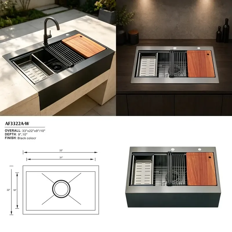 Anti-rust Nano Black Stainless Steel Double Layer Countertop Workbench Outdoor Terrace Barbecue Ready Drainage Basket