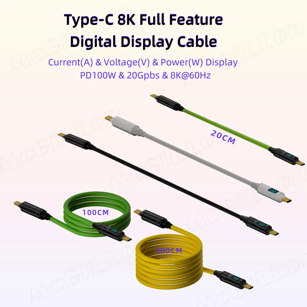 

USB3.2 20Gbps Type C to Type-C Flat Data Cable ThunderBolt 3 PD100W 5A USB-C Wire For iPhone 15 Pro MacBook Pro Samsung Xiaomi