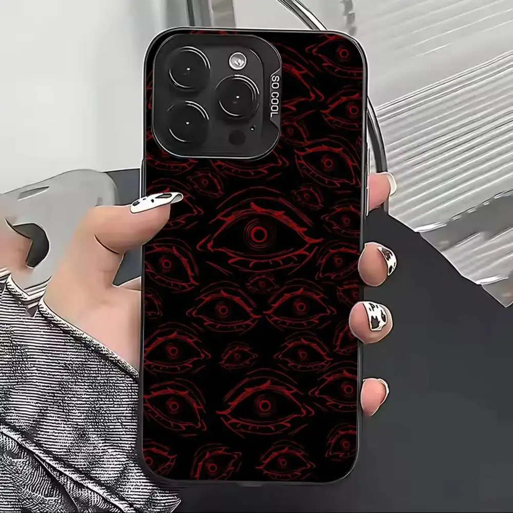 Terror Red-d Evil Eye-e Phone Case For iPhone 17,16,15,14,13,12,11 Plus,Pro Max,XS,Colorful Silver Black Cover