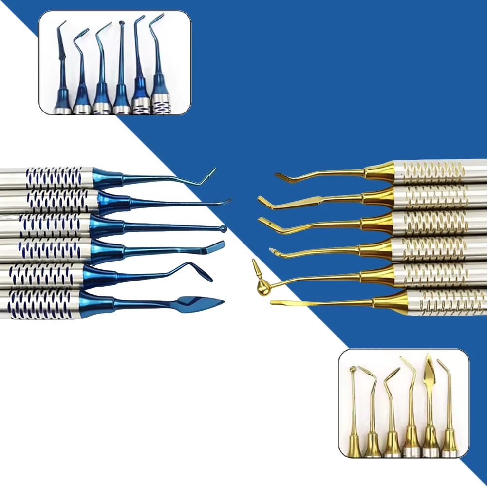 6pcs Dental Composite Resin Filling Spatula Titanium Plated Head Thick Handle for Tooth Restoration and Repair Dental Instrument