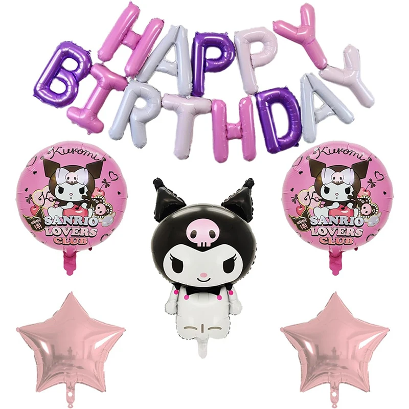 9 pz/1set Kuromi tema festa di compleanno palloncino Set buon compleanno Banner Foil palloncino Kawaii carino Anime decorazione del partito forniture