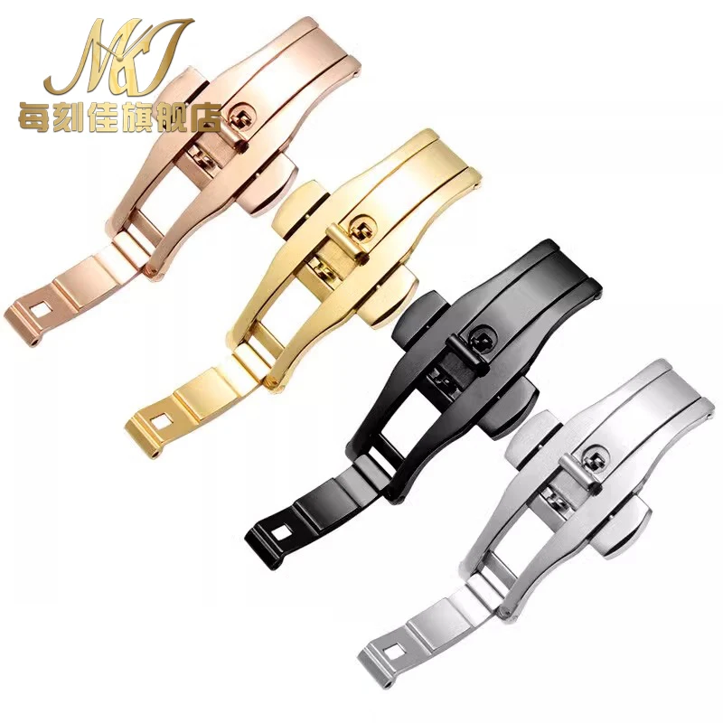 男性と女性のためのステンレス鋼の時計バックル,hボタンバタフライクラスプ,シルバー,ゴールド,ローズゴールド,折りたたみ式ストラップ,5mm, 6mm