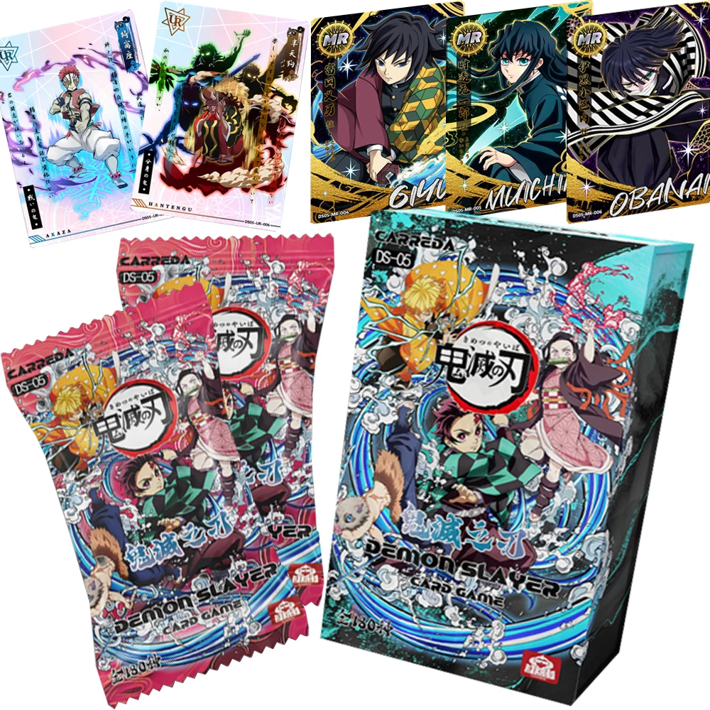 

Anime Demon Slayer Collection Cards Hot Blooded Battle Youth Comics Figures Cute Q-version Surprise Co Branded Cards Child Gift