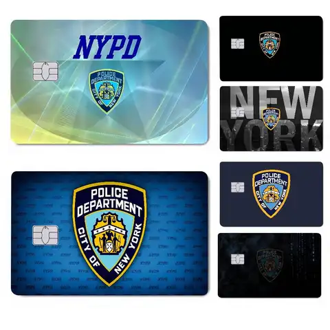 New D-DepartmentS York City P-PoliceS Anime Cartoon 1 Set Of 4 Pcs Bear Skin Sticker Case For Big Credit Debit Card Front Side