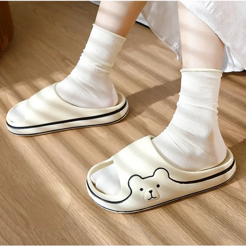 Funny Slipper Home Woman Cloud Teddy Bear Sandals Men Flip Flop Beach Non Slip Slides Cartoon House rubber Shoes Female Male