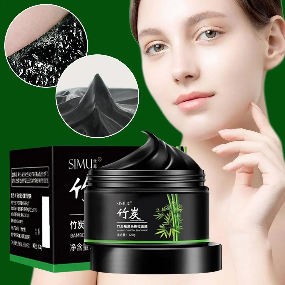 Mascarilla facial de bambú para eliminación de espinillas, máscara facial con Control de aceite, carbón negro, limpieza profunda de barro, encogimiento de poros, antiacné