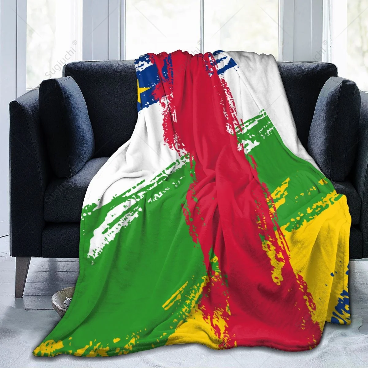 Blanket Central African Republic Flag Color Flannel Multifunction Camping Sofa Cover Keep Warm