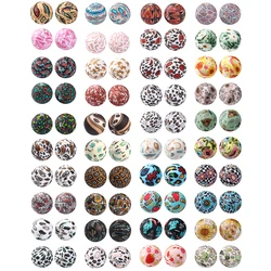 10/15/20pcs 15mm Silicone Beads New Printed Beads for Pen Decor Jewelry Making DIY Bracelet Chain Keychain Ornamental Wholesale