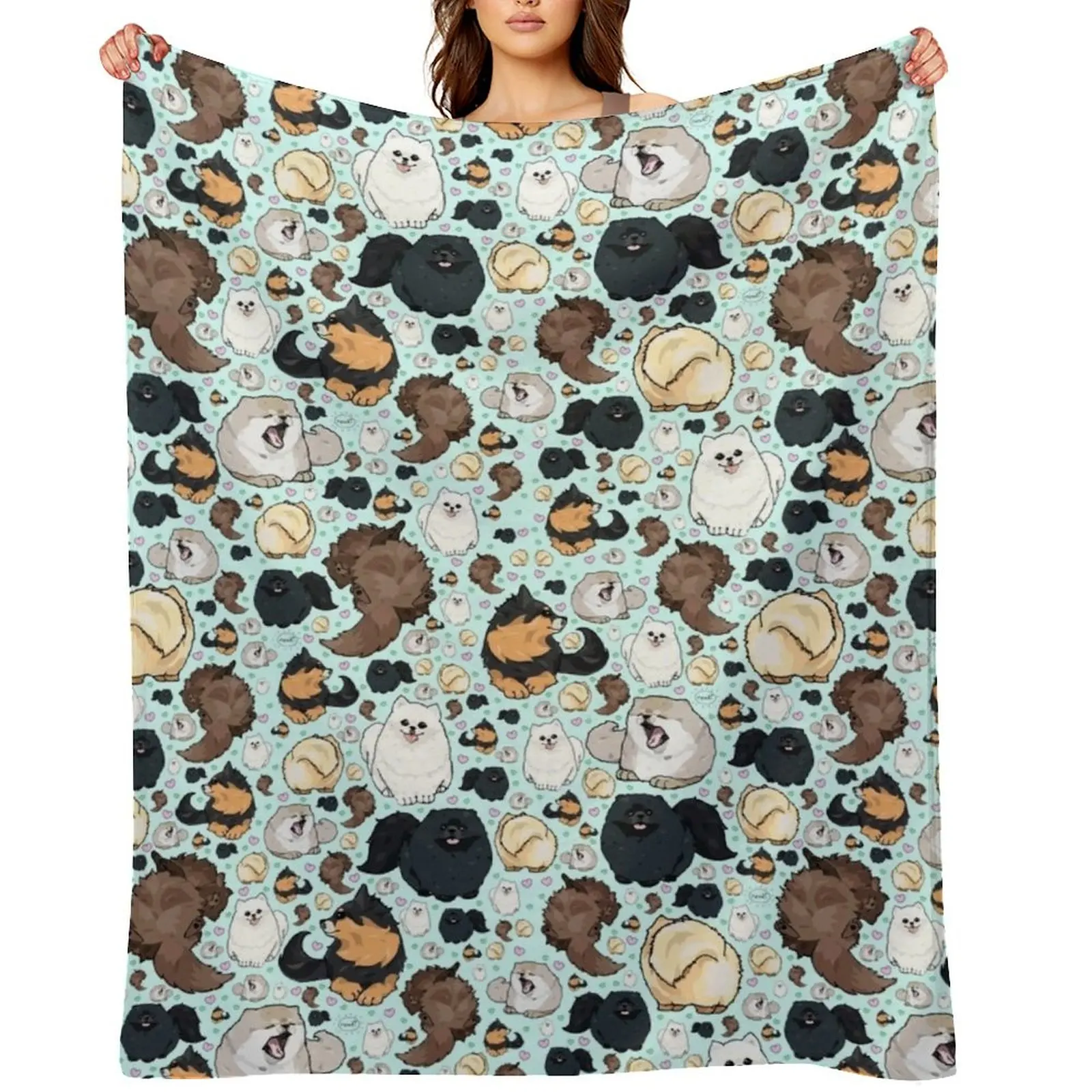 

Pomeranians Throw Blanket christmas decoration Hair Flannel wednesday Blankets