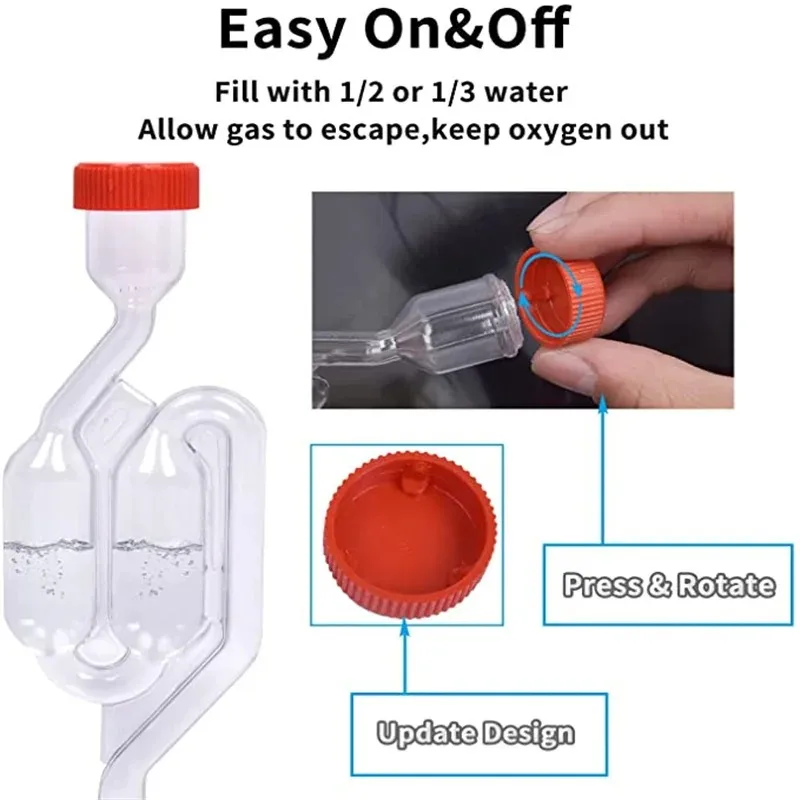 S-Shape Airlocks ,Homebrew Bubble Airlock Carboys Stopper & Fermenter Seal Valve with Food Grade Grommets Wine Making view 4
