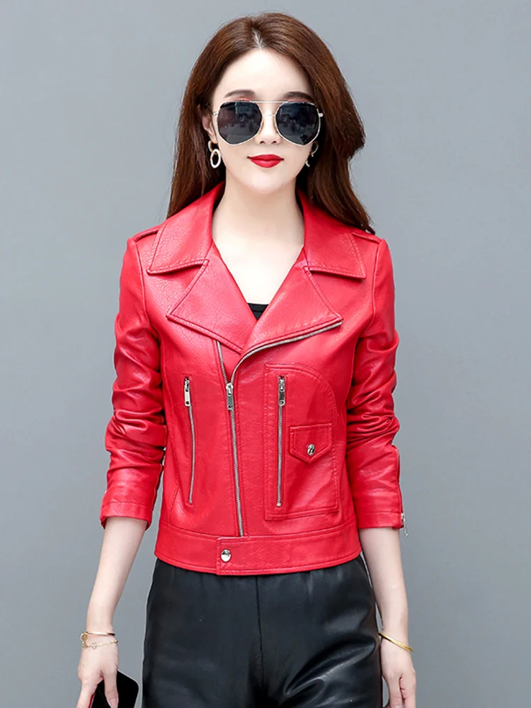   Giacca in Vera Pelle da Donna Ning, Stile Biker, Slim Fit, Nuova Collezione Primavera Autunno 2025, Nera