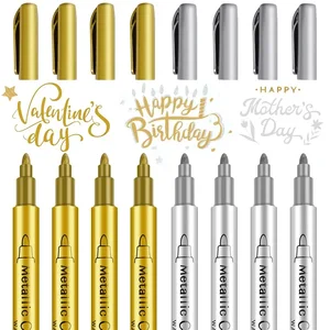 1/2 pcs Brush pens Metallic Gold Silver Permanent Art Markers Craft Scrapbooking Painting Stationery School Material 11 Main Permanent Marker Sales - №11