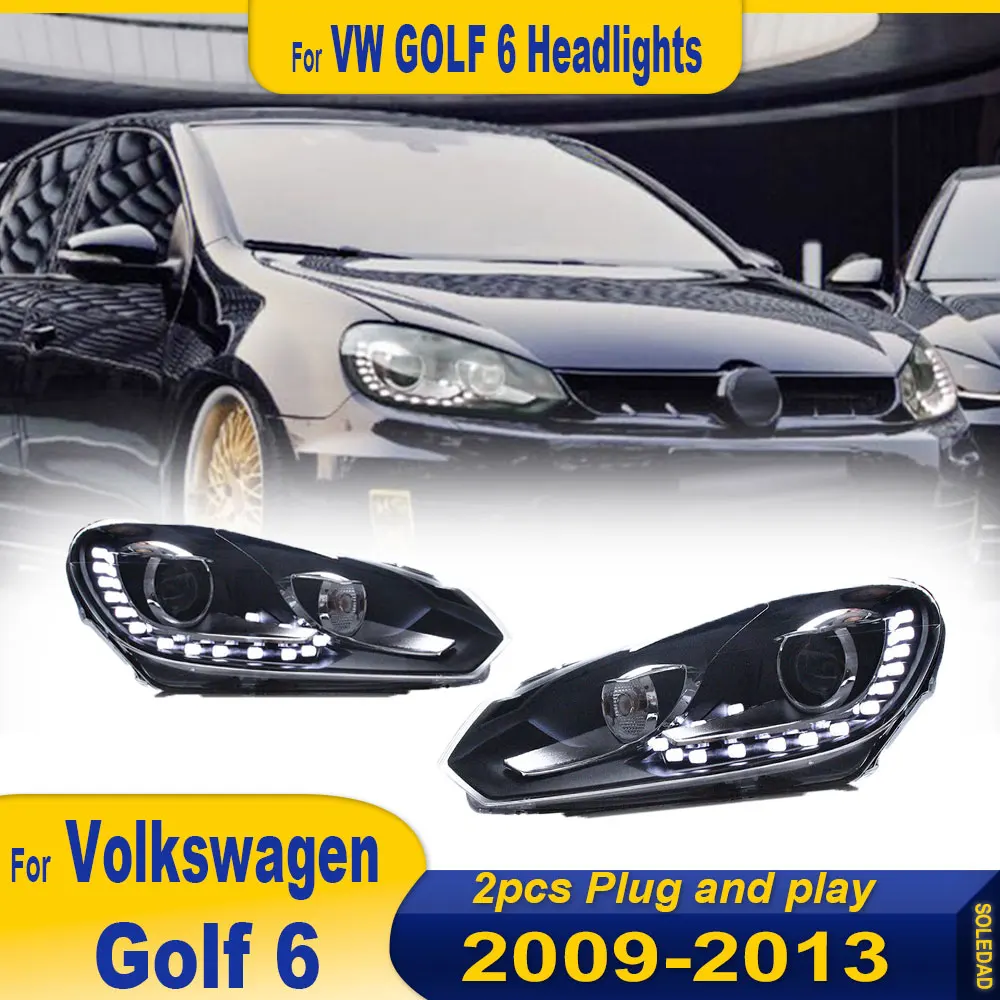 2PCS Car Styling for VW Golf 6 LED Headlight 2009-2012 R20 Design Golf LED DRL Hid Head Lamp Angel Eye Bi Xenon Beam Accessories