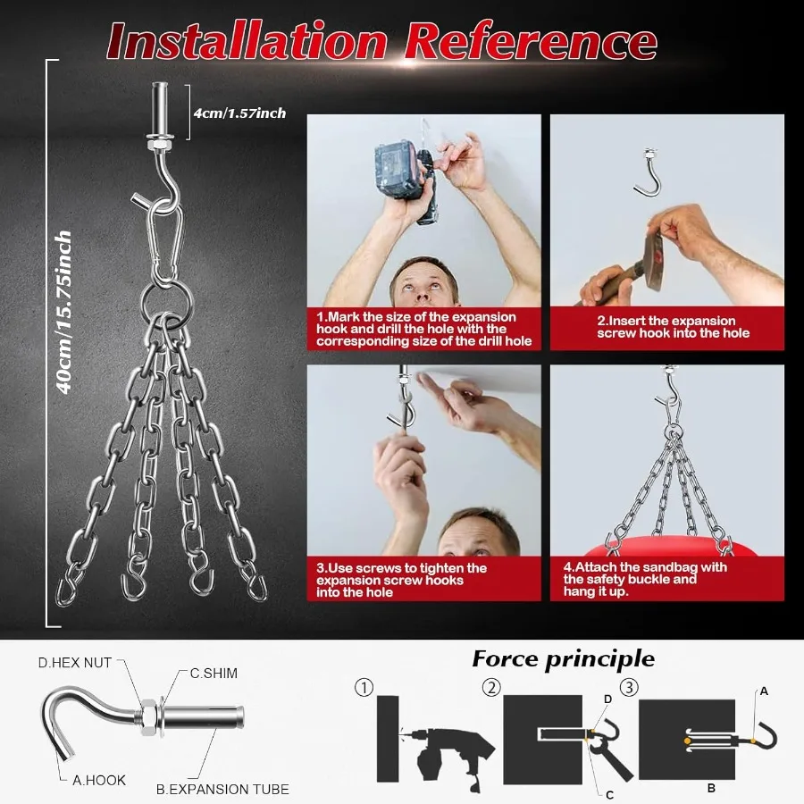 حقيبة ملاكمة معلقة 4FT للبالغين معدات تدريب الملاكمة من جلد البولي يوريثان الفائق حقيبة ثقيلة مع قفازات MMA غير مملوءة للركل