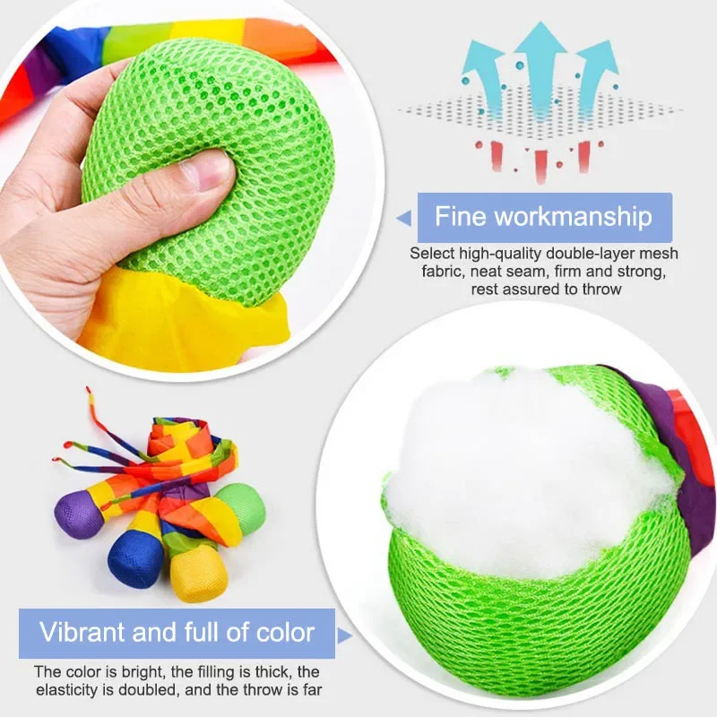 Kleuterschool Hand Gooien Bal Zandzak Regenboog Bal Leuk Speelgoed Training Fysieke Fitness Outdoor Rekwisieten Lint Zachte Bal Kind Speelgoed