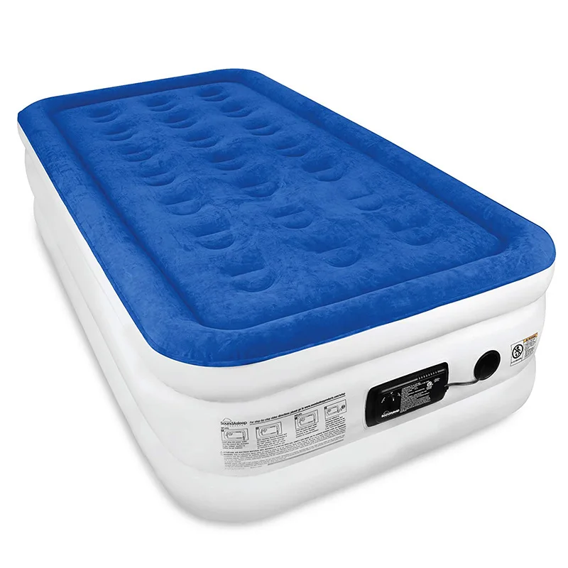 

Hot Selling PVC Inflatable Mattress Bed Outdoor Flocking Built-In Pump Folding Air Mat Portable Camping Floating Air Mattress