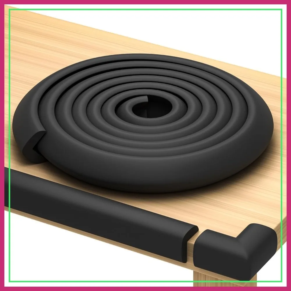 

15ft Edge & Corner Protectors for Furniture, Baby Safety Bumpers, Black Foam Table Edge Guard, 4 Corner Covers