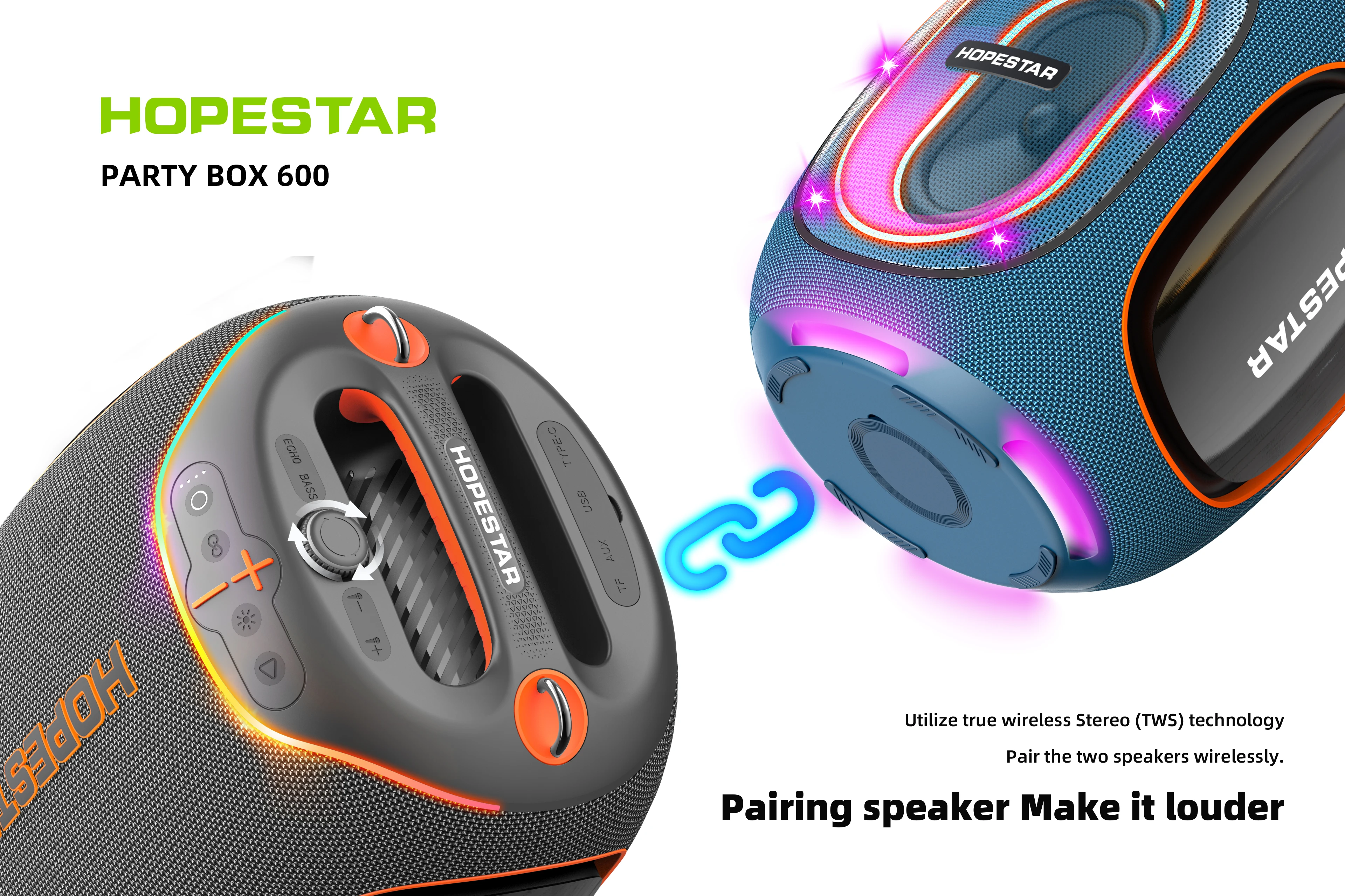 2026 HOPESTAR PARTYBOX600 300W High-quality Subwoofer Wireless Speaker  IPX5 Waterproof Outdoor Portable Home   with Microphone