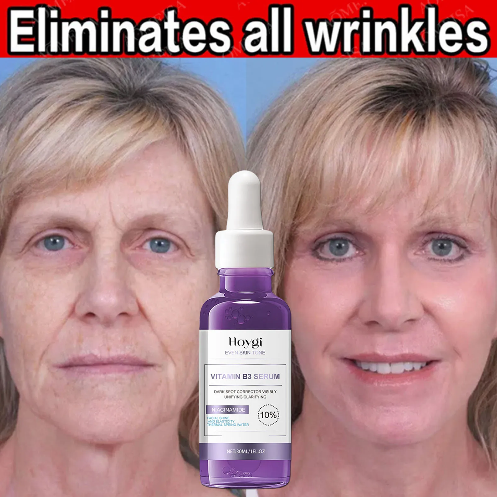 

Vitamin B3 Wrinkle Remover Face Serum Lift Firming Anti Aging Fade Fine Lines Whitening Brighten Moisturizer Skin Care Cosmetics