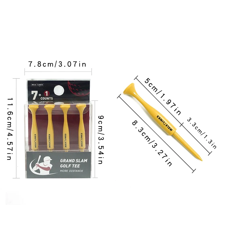 8 Pcs/Box Plastic Golf Tees Baseball Shaped 83mm Golf Tee Holder Golf Swing Trainer Training Aids Accessories