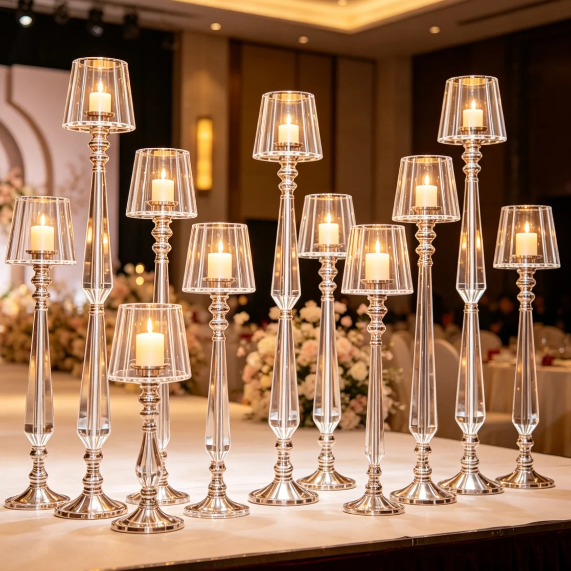6/8pcs 50-100cm )Gold Metal Table Centerpieces for Flower Candle Wedding Decoration, Metal Tall Flower Stand for Party Road Lea