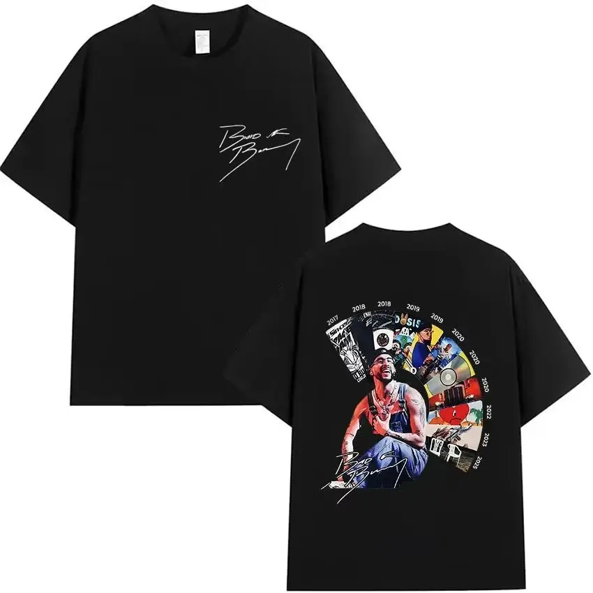 Hip Pop Tops Rapper Bad Bunny Tour 2025 Album Merch T Shirts Debi Tirar Mas Fotos DTMF Graphics Cotton Printed T-shirt Unisex