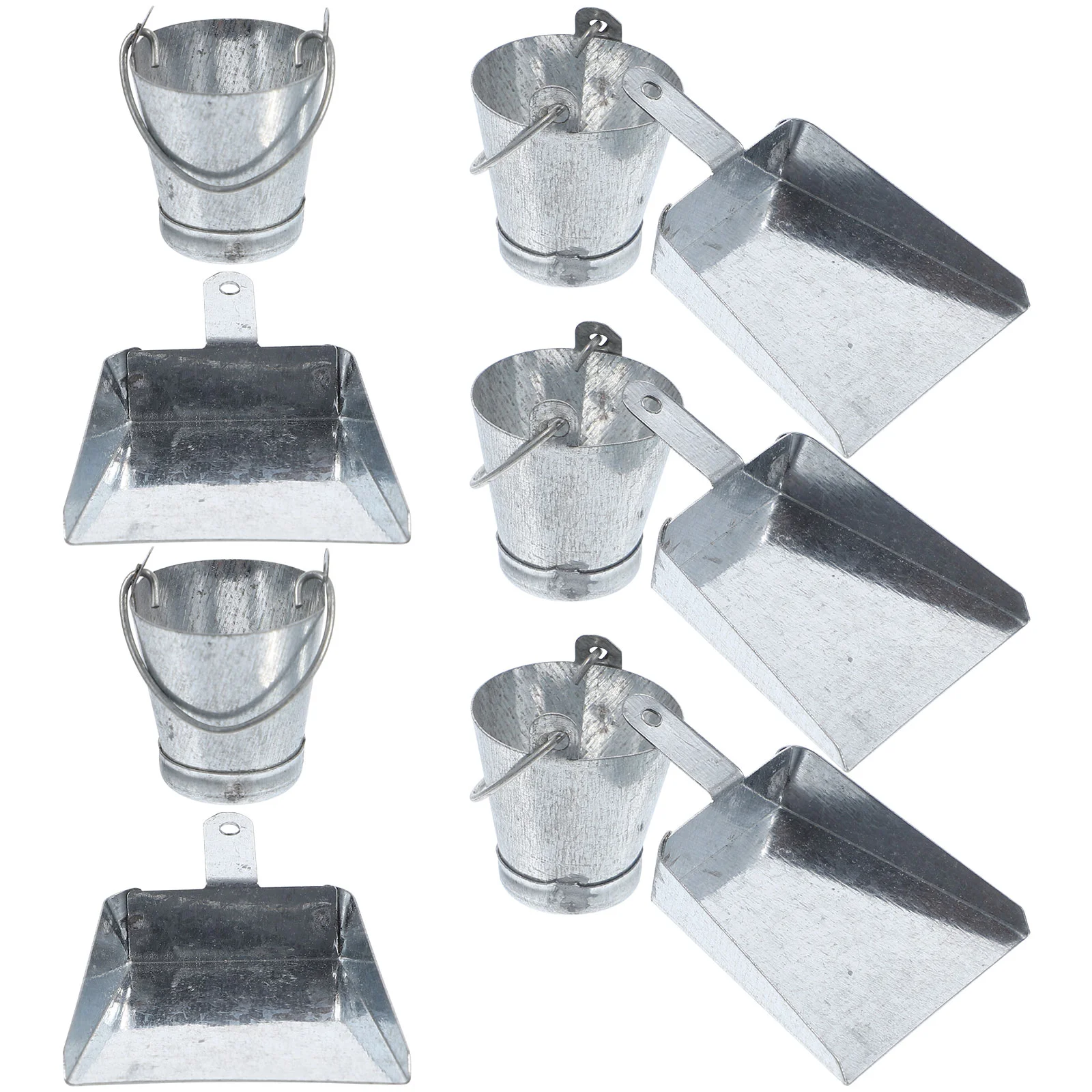 

10 Pcs House Small Dollhouse Mini Bucket Child Toy Ornament Miniature Scene Decor Toys Galvanized Iron Fake Buckets