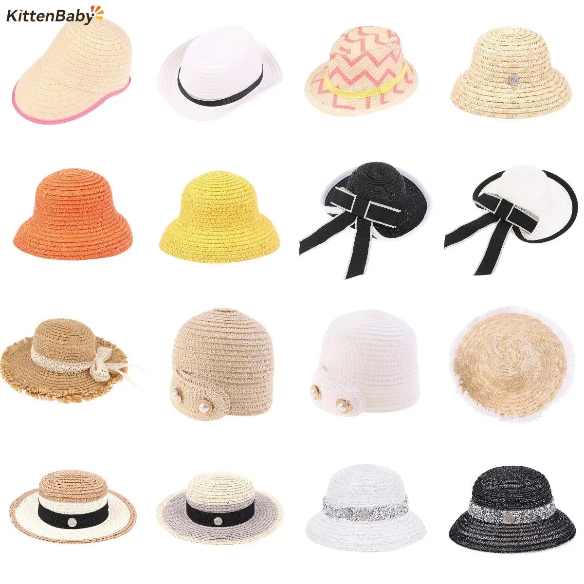 1Pcs 1/6 1/12 Dollhouse Miniature Straw Hat Mini Doll Hat Doll House Ornament Hand Weaved Dollhouse Accessories