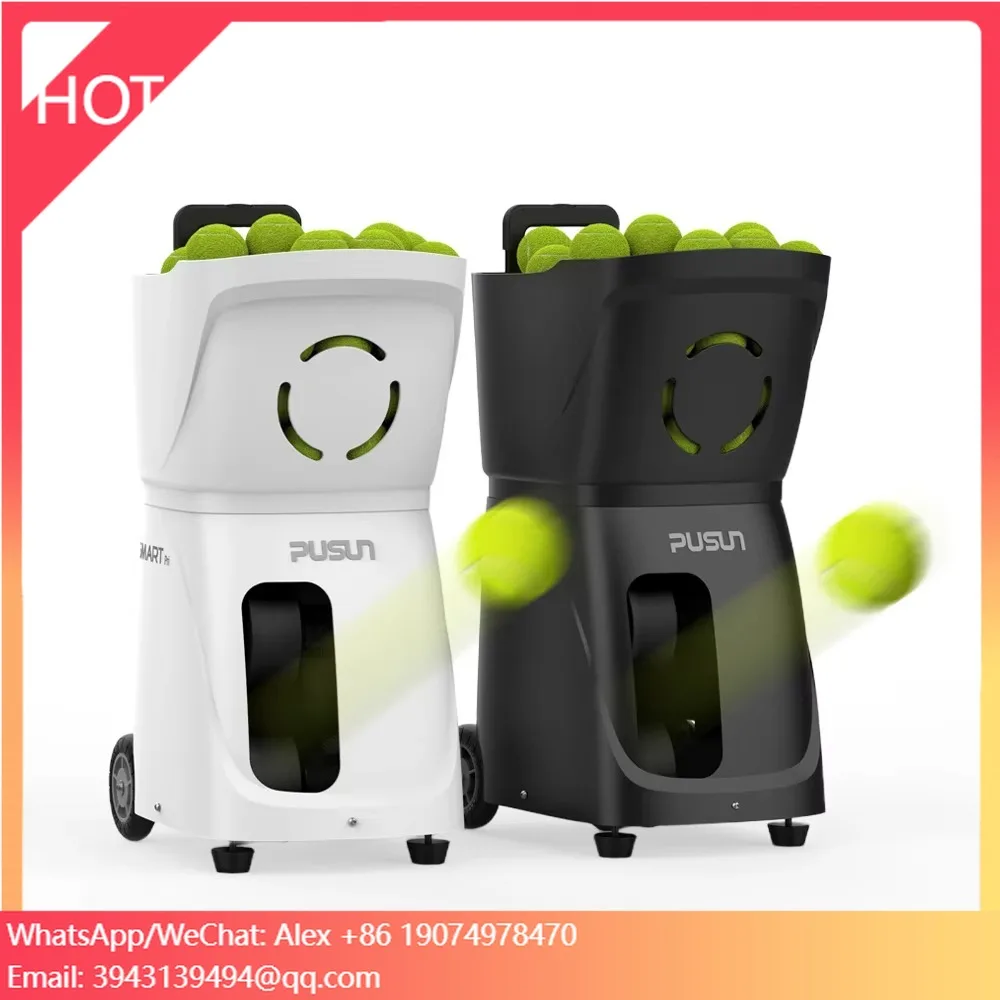 

PUSUN Portable Tennis Training Machine-Hot Sale Intelligent APP Control Automatic Launcher 20-120km/h Ball Speed 100 Balls