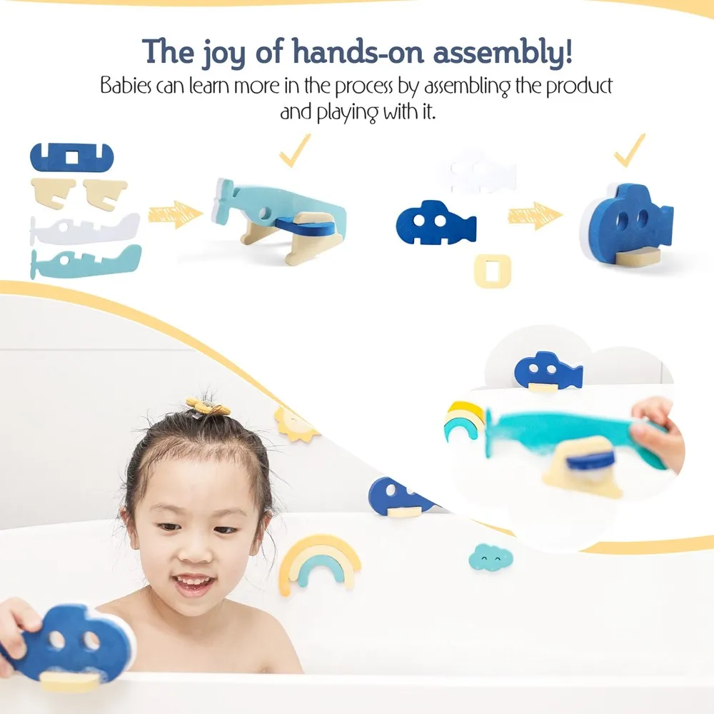 Brinquedos de banho de espuma não tóxica para bebê, avião, forma submarina, brinquedos de piscina flutuante para crianças, presente Montessori para crianças