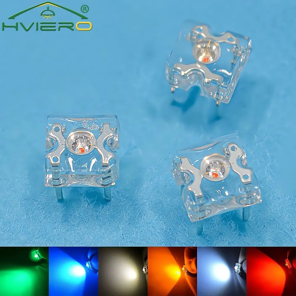 10/100X 3mm White Red Green Blue Yellow Piranha Flux Diode LED Dome Light Beads Wide Angle Super Bright Leds 4-Pin Diodes Bulbs