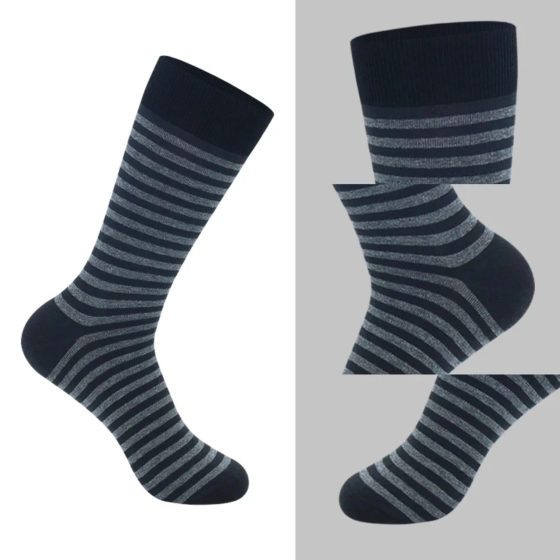 5 Pairs Large Size Fashion Business Men Socks High Quality Stripe Black Gray Pure Men Cotton Sports Socks Size EU41-48